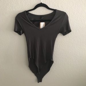 Dark grey ribbed body suit